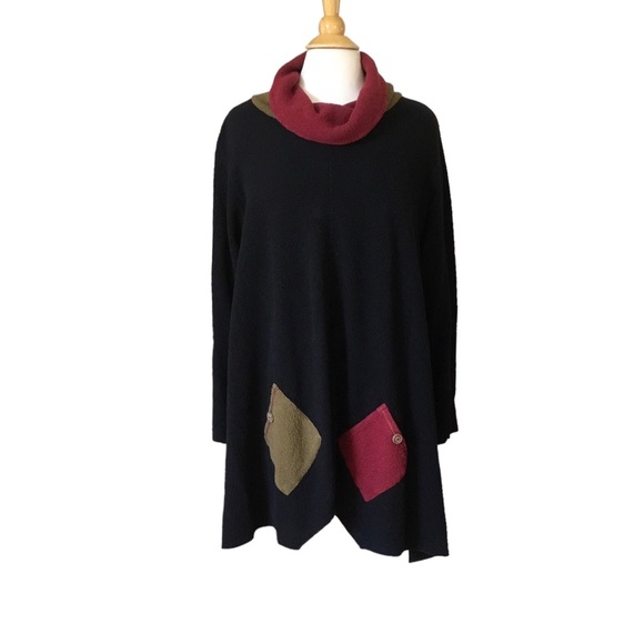 Margaret Winters Wearable Art Cowl Neck Cotton Tunic Sweater